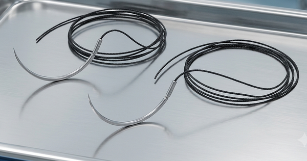 Non-Absorbable 4-0 & 6-0 Silk Suture with 3/8 Circle Reverse Cutting Needles (36 Pack)