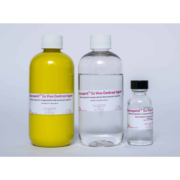 Vascupaint Silicone Rubber Injection Compound bottles