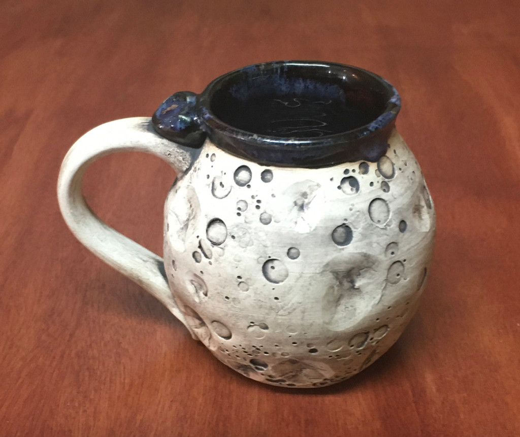PATRONS ONLY: "Moon Mug" with a Nebula Interior, roughly 10-12oz size, (SK5649)