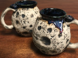 Pair of Moon Mugs with a Blue Nebula Interior, roughly 14-16oz size each, (SK1561)