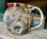 DAY 4, March 21st, 2024: Smashed Mug, Glued Back Together and Gilded with 24 Karat Gold, Non-Functional Sculpture