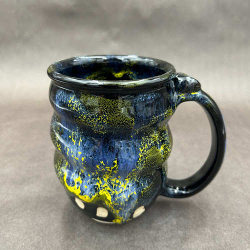 Neon Spiral Cosmic Mug with added Cobalt, roughly 16oz. size (SK0224)