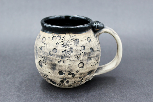 Small Moon Mug, Solid Black Interior, roughly 10-12 oz. size, (SK000290)