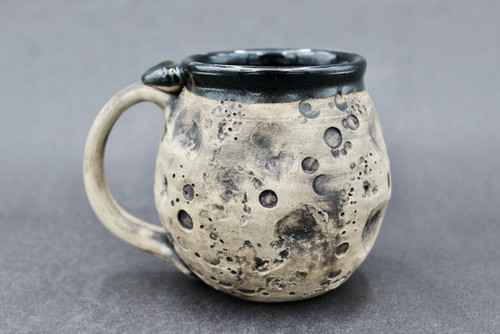 Moon Mug, Solid Black Interior, roughly 14-16oz. size, (SK000292)