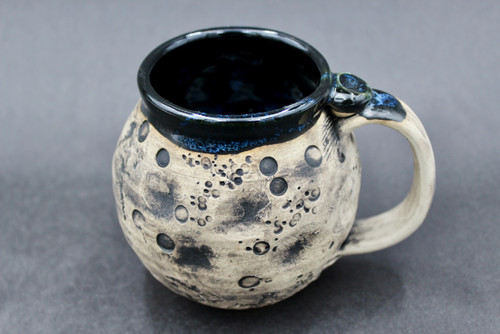 Moon Mug, Black and Blue Interior, roughly 14-16oz. size, (SK000294)