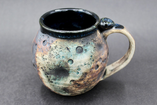 Multicolored Moon Mug, Rustic Tones, Black and Blue Interior, roughly 16-18oz. size, (SK000296)