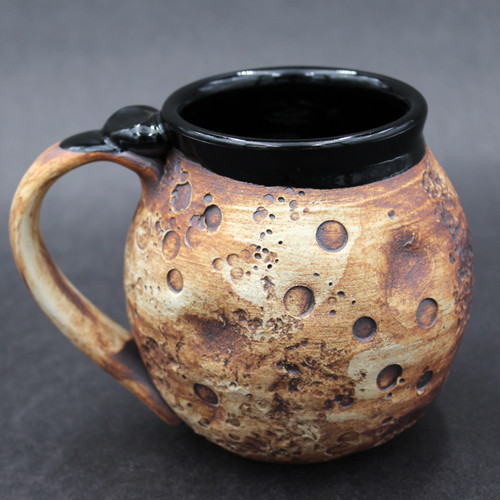 Moon Mug, Rustic Iron Exterior, Solid Black Interior, roughly 16-18oz. size, (SK0002306