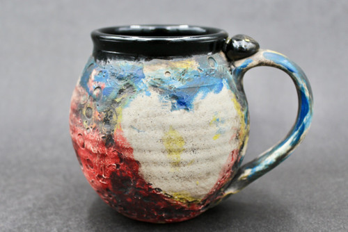 Pluto Mug, Brightly Colored, w/24 karat gold Thumb Spot, Simple Black Interior, roughly 18oz size (SK000351)