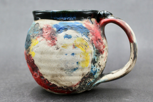 Pluto Mug, Brightly Colored, w/24 karat gold Thumb Spot, Galaxy Interior, roughly 15-17oz size (SK000353)