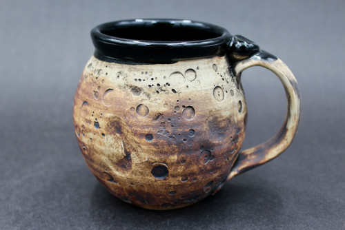  Moon Mug, Rustic Iron Exterior, Solid Black Interior, roughly 16-18oz. size, (SK000473)
