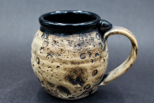 Moon Mug w/Slight Orange, Solid Black Interior, roughly 16-18oz. size, (SK000475)
