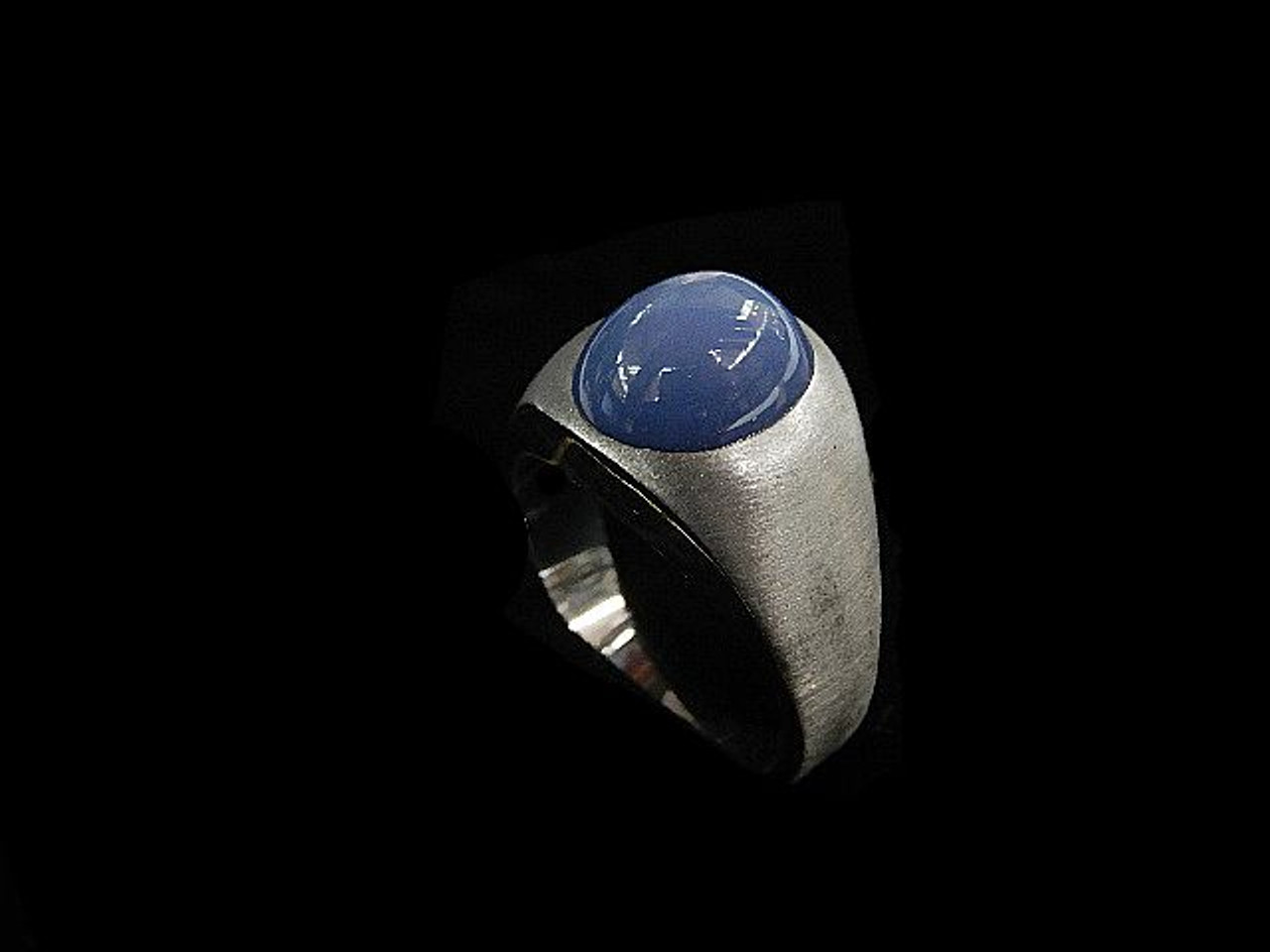 Buy Men's Round Genuine Blue Star Sapphire Signet Ring in Platinum