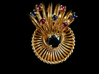 GOLD SAPPHIRE~RUBY PIN - 5007TT277