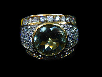GREEN AMETHYST~DIAMOND RING - 4431MH915