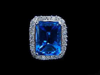 LONDON BLUE TOPAZ~DIAMOND RING - 4260b2524