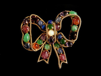 MULTI~GEM BOW BROOCH - 6785B3818