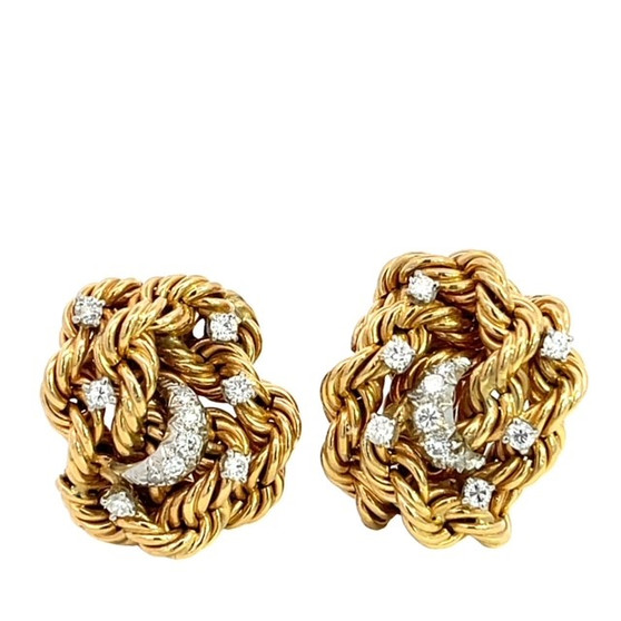 David Webb 18kt Gold and Diamond Earrings