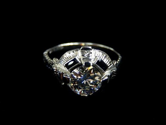 ANTIQUE DIAMOND~SAPPHIRE RING - 5867B482V