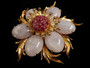 DIAMOND~RUBY~LAVENDER JADE BROOCH