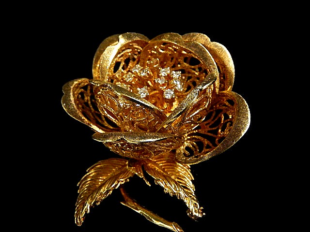 Antique Diamond Flower Brooch - 66mint Fine Estate Jewelry