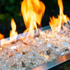 Medium view of brilliantly gold reflective fire glass