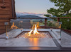 a flame guard on a propane fire pit table in the beautiful outdoors