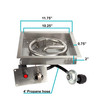 Measurements of the 10" Square CSA Certified Propane fire pit kit