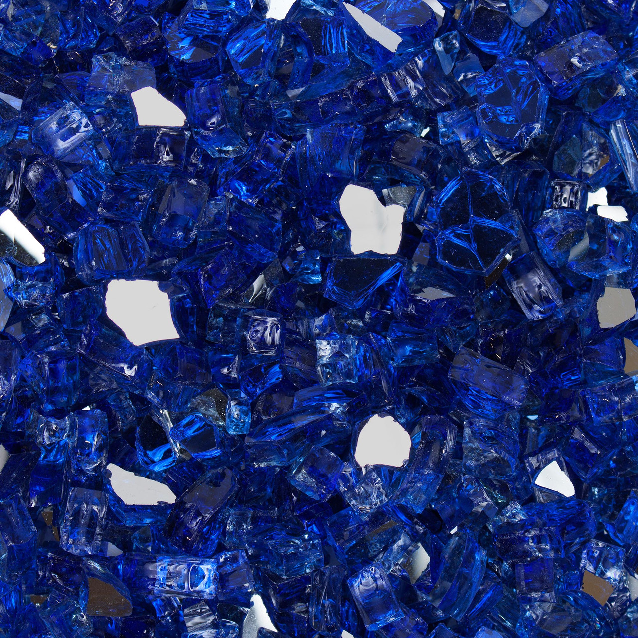 Reflective Glass - Fire Glass For - 1 Firepit Glass Rock - Glass Stones -  Glass Rocks - Gas & Propane & Fireplace Glass (50 Pound, Sapphire Blue) 