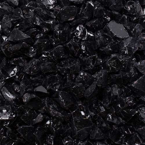 Swatches of dark matter black crushed fire glass