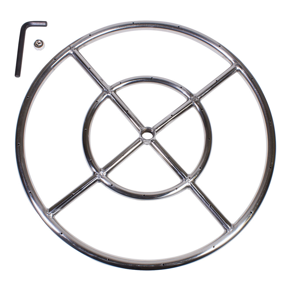 18" Round Fire Pit Burner Ring, Stainless Steel