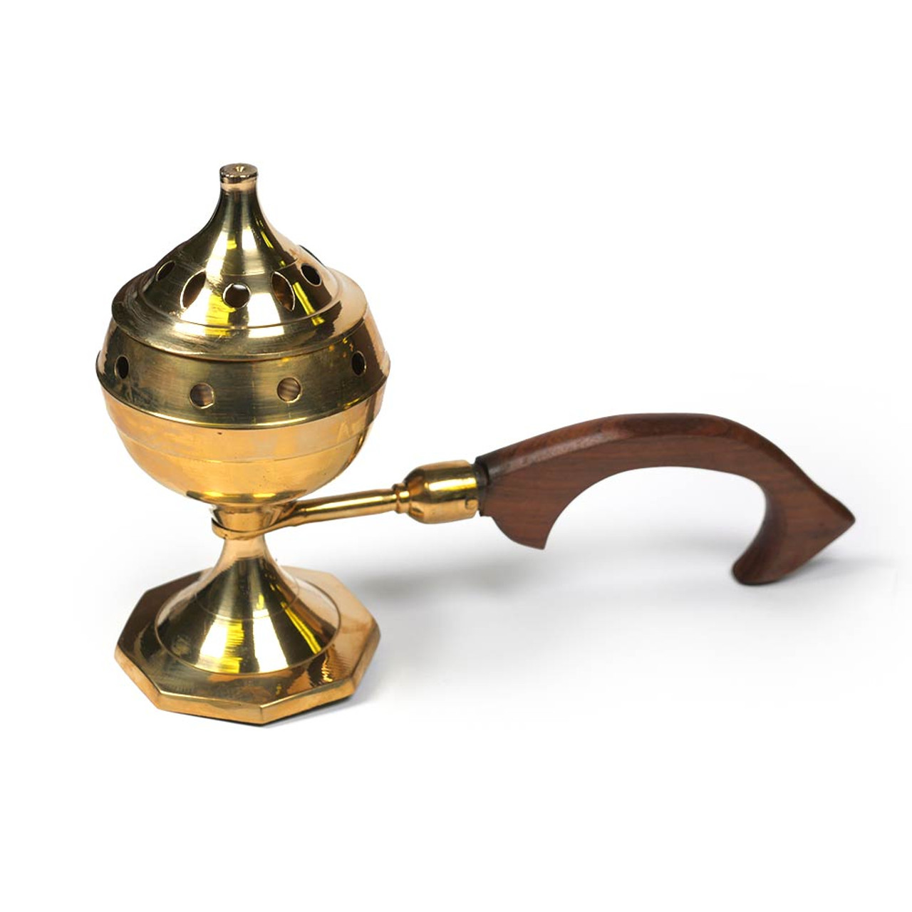 Deluxe Brass Incense Burner With Wooden Handle Legacy Icons