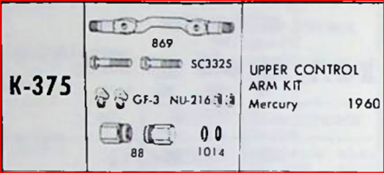 Mercury 1959 NOS Upper Control Arm Kit Moog K-375 Made in USA