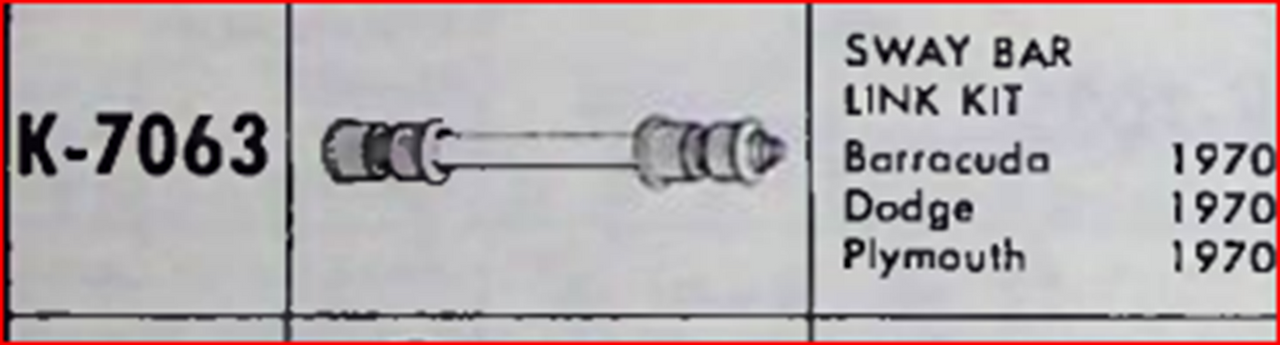 Dodge Plymouth CUDA Charger 1970 NOS Sway Bar Link Kit Moog k7063 Made in USA