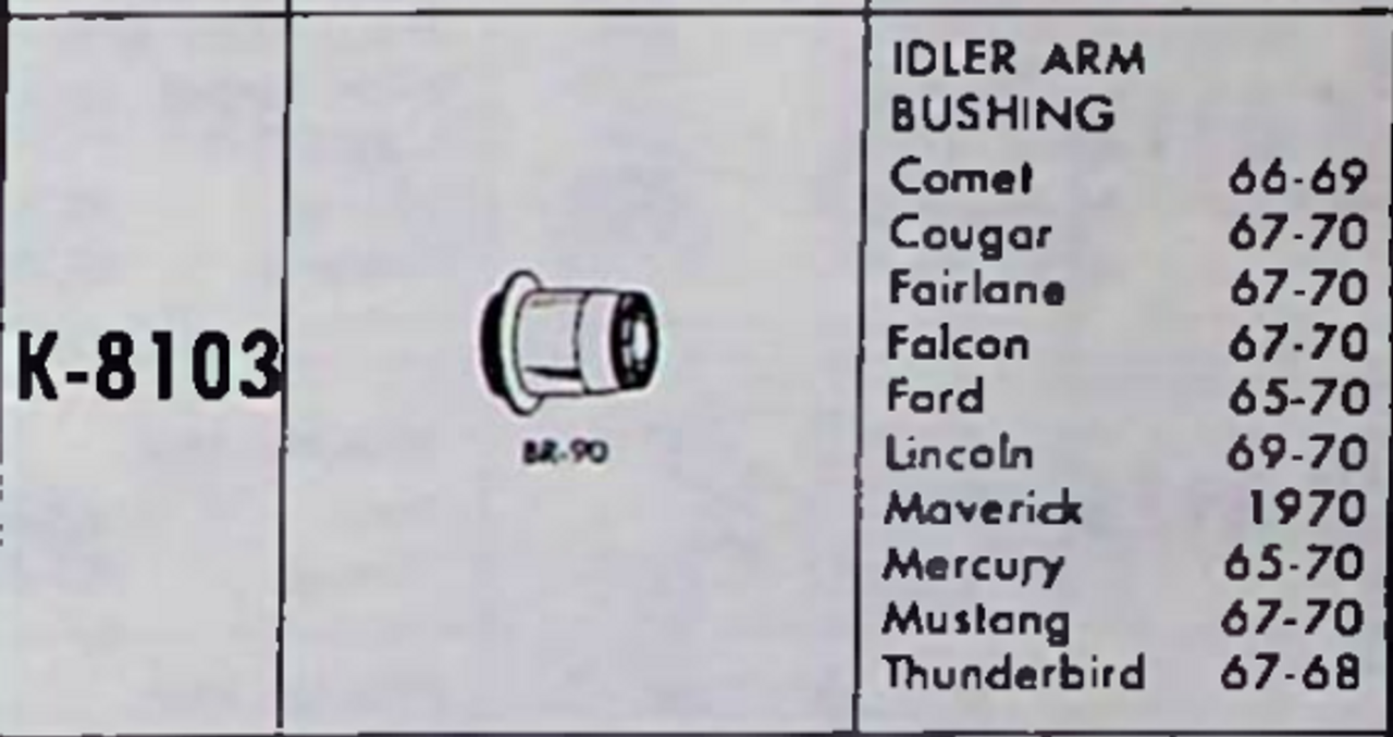 Ford Mercury 1967-70 NOS Idler Arm Bushing K-8103 Made in USA