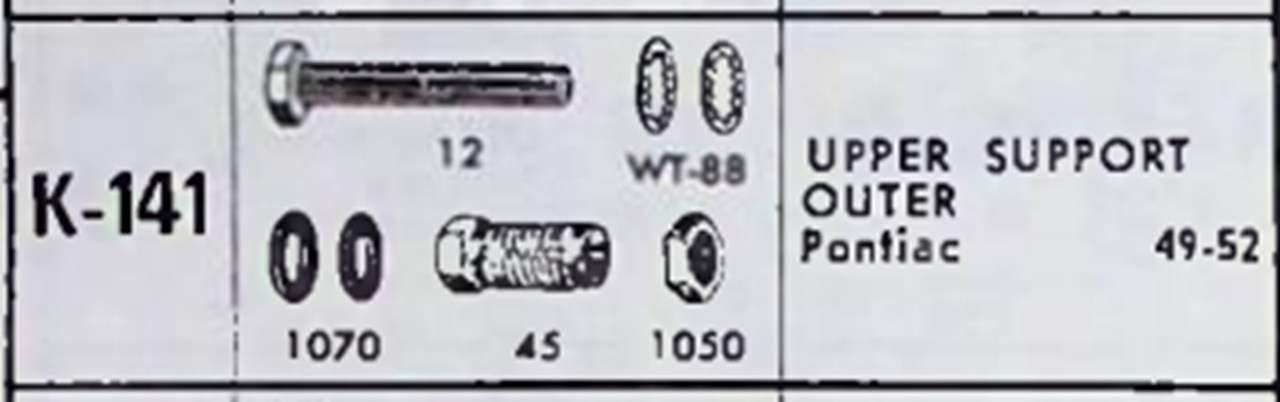 Pontiac 1949-52 NOS Upper Control Arm Outer Pivot Pin Moog k141 Made in USA