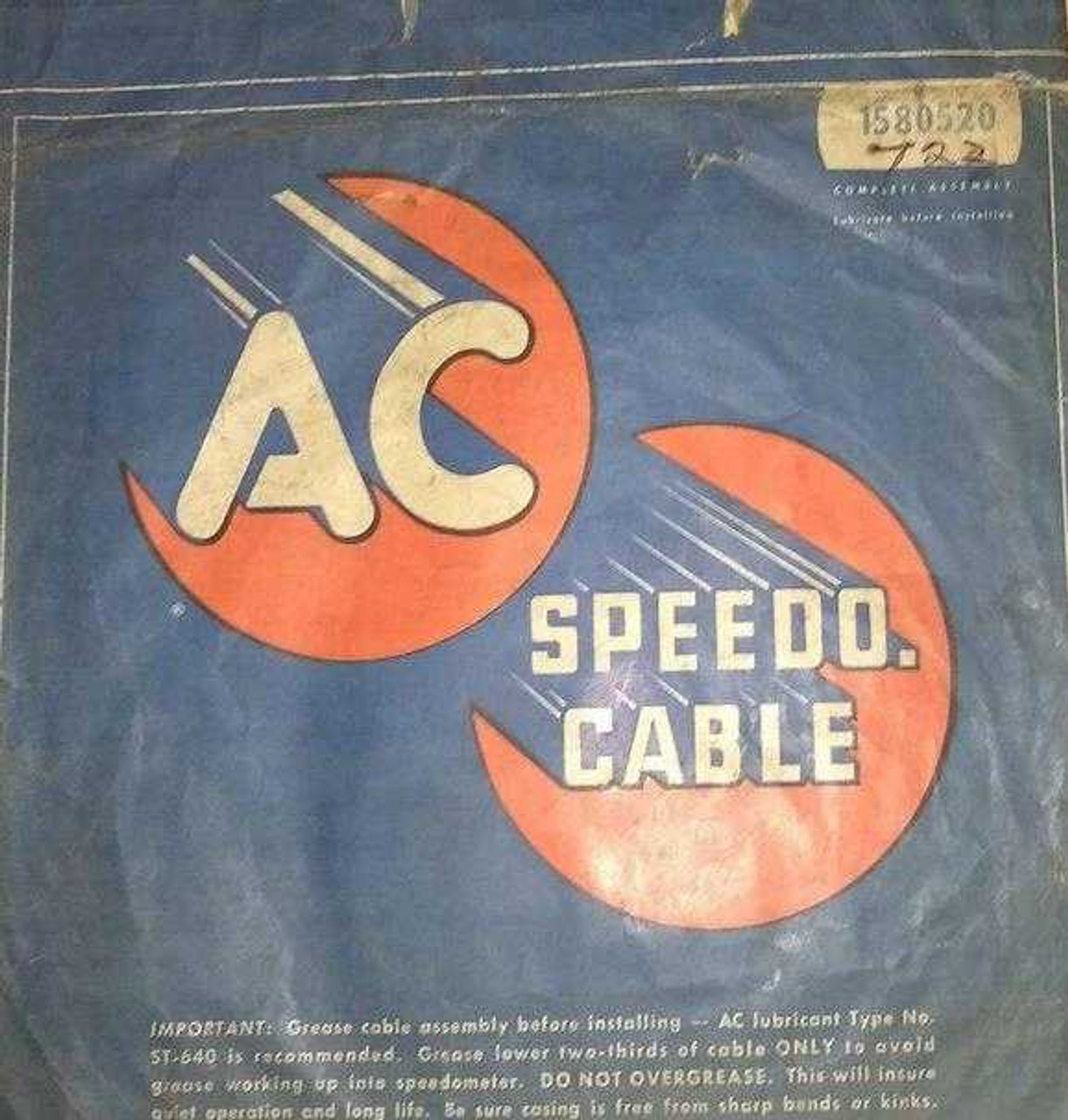 NOS OEM AC SpeedoMeter (OEM # 1580520) Cable Part No.: 722. Shop vintage car parts at ocpnw.com!