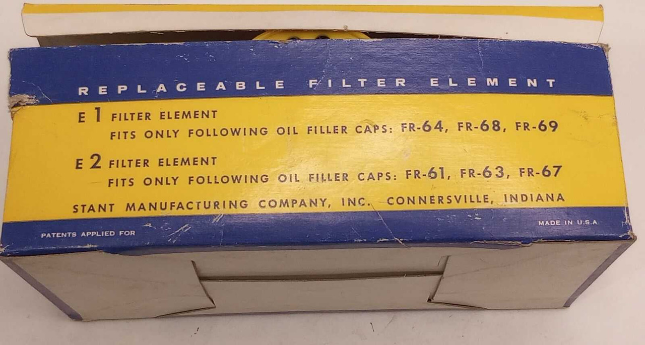 1 pair of Stant Replaceable Filter Element #E2 FR61/63/67 NOS!