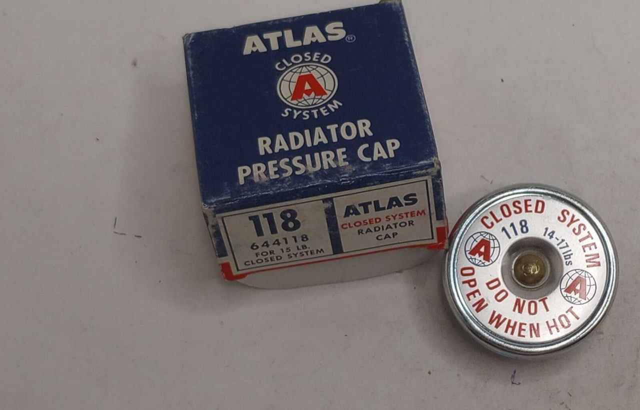 NOS Atlas 118 644118 for 15 LB Closed System Radiator Pressure Cap Made in USA. Shop vintage car parts at ocpnw.com!
