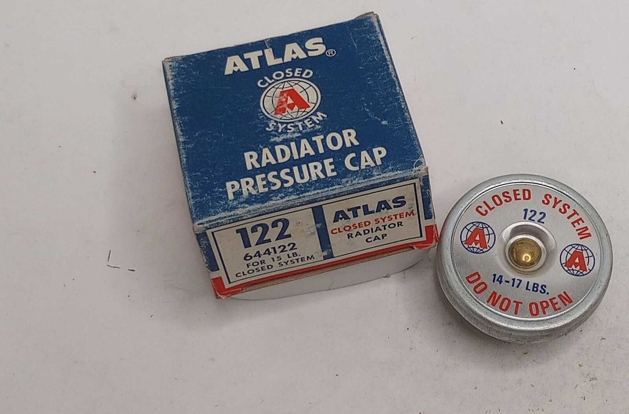 Vintage Atlas 122 644122 for 15 LB Closed System Radiator Pressure Cap. Shop vintage car parts at ocpnw.com!