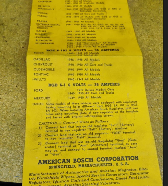 American Bosch RGS-6A-101 Voltage Regulator Rebuilt Made in USA