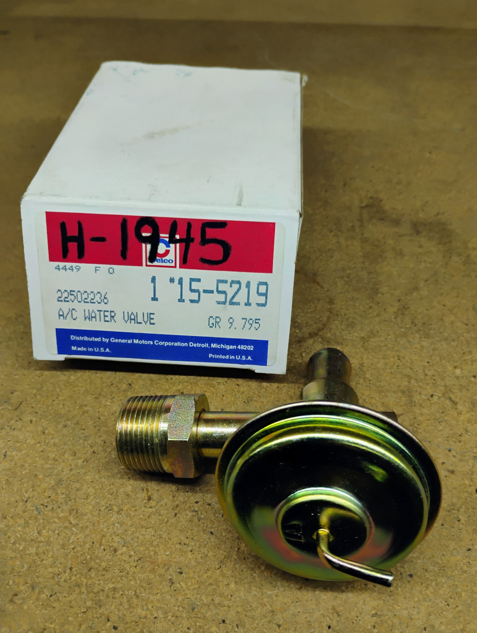ACDelco 22502236 Heater Valve H1945 Made in USA NOS