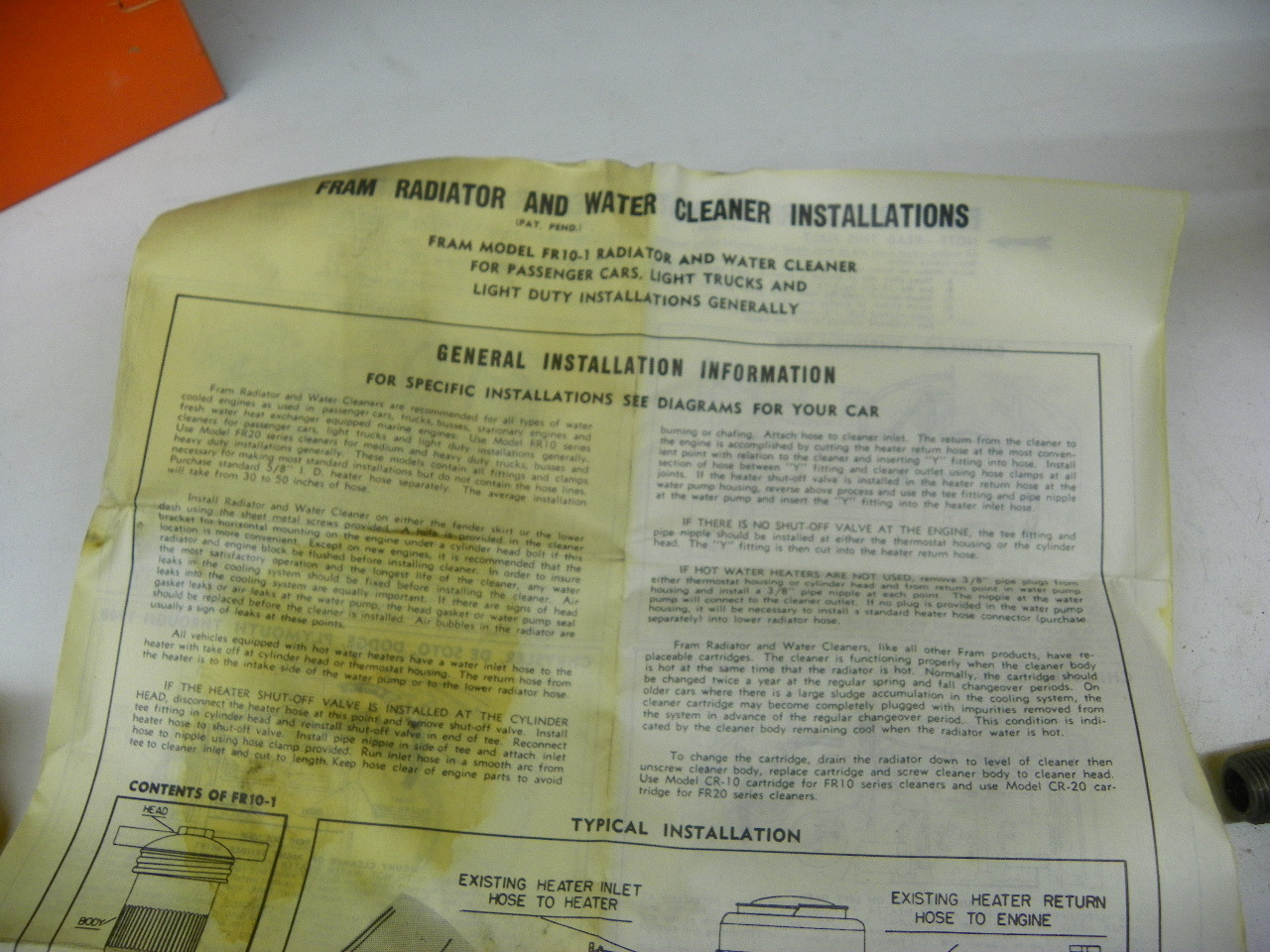 Fram FR10-1 Radiator and Water Cleaner NOS Made in USA