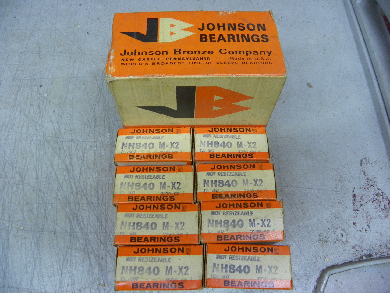 Johnson NH-840M X2 .002 undersize connecting rod bearings for 1956-1966 American Motors AMC V8 250, 287, and 327 engine restoration
