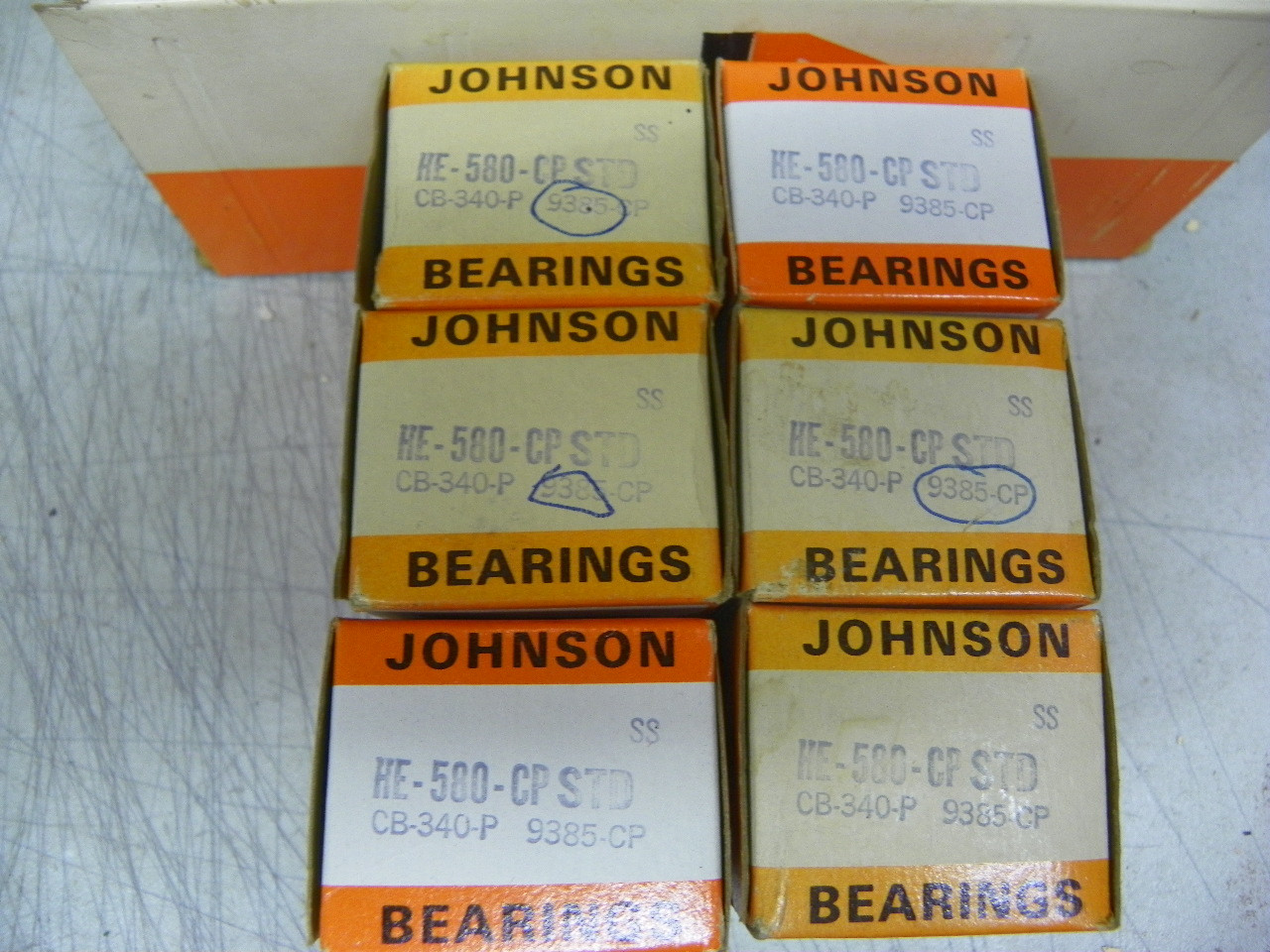 Johnson HE-580CP STD standard size connecting rod bearings for Hercules JX Series 6-cylinder engine restoration