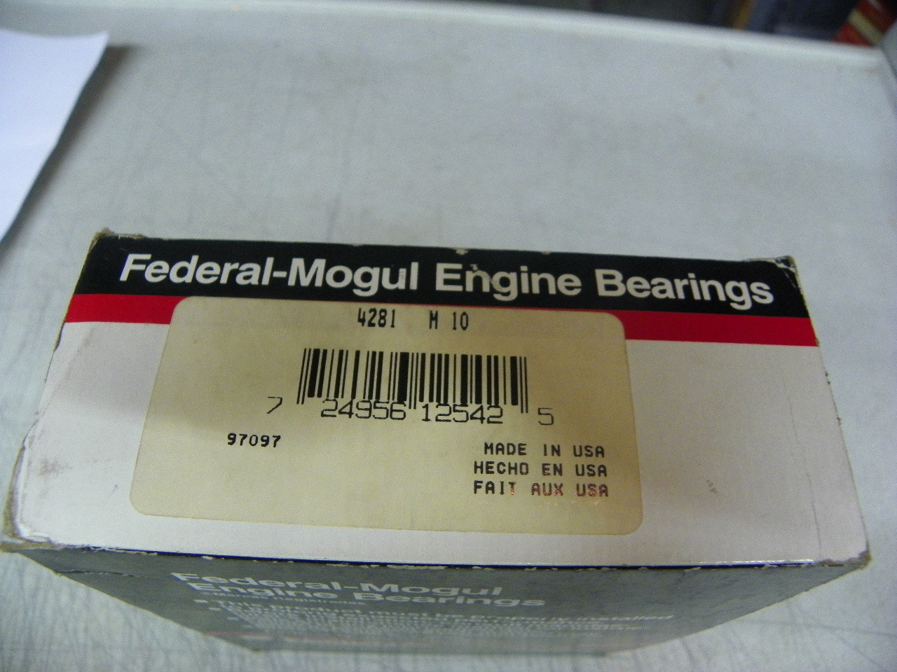 Federal Mogul 4281M-10 .010 undersize main bearing set for Oldsmobile-sourced V8 260 307 350R 403 engine restoration.