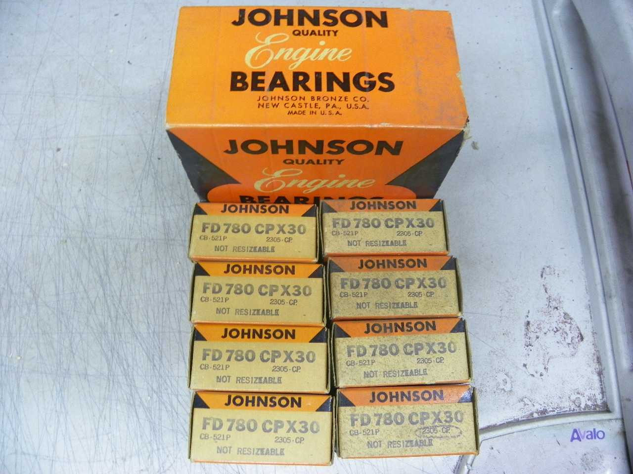 Johnson FD-780CP X30 .030 undersize connecting rod bearings for Ford, Lincoln, Mercury, and Edsel MEL series V8 engine restoration