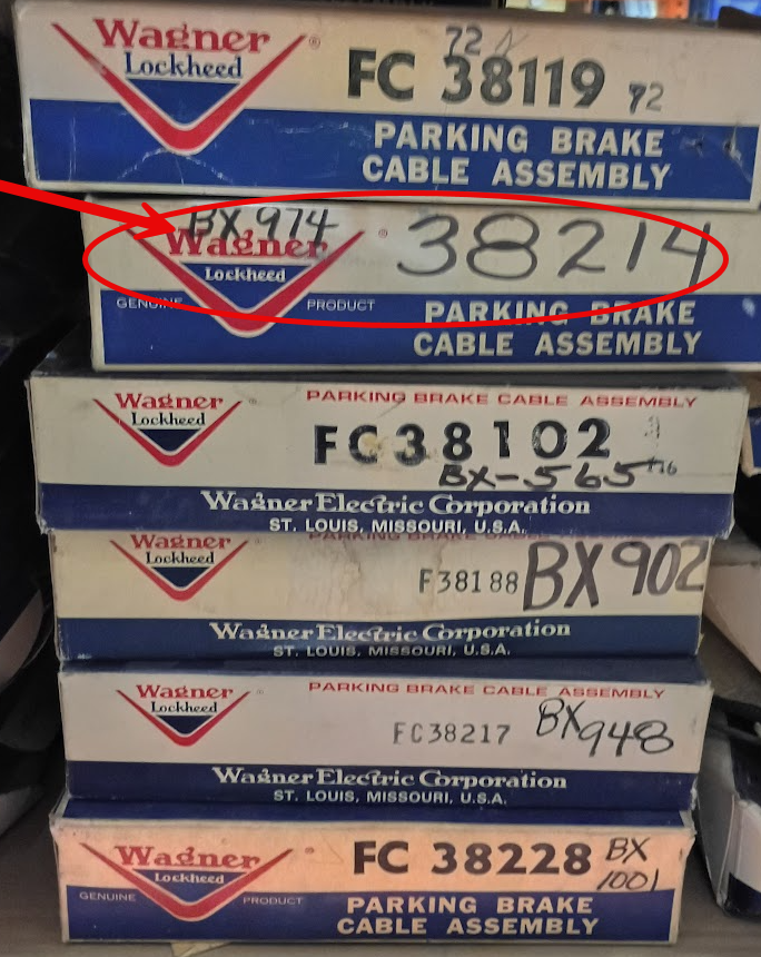 Wagner F38214 Front Hand Lever Brake Cable for 1955 1956 Pontiac Chieftain restoration.