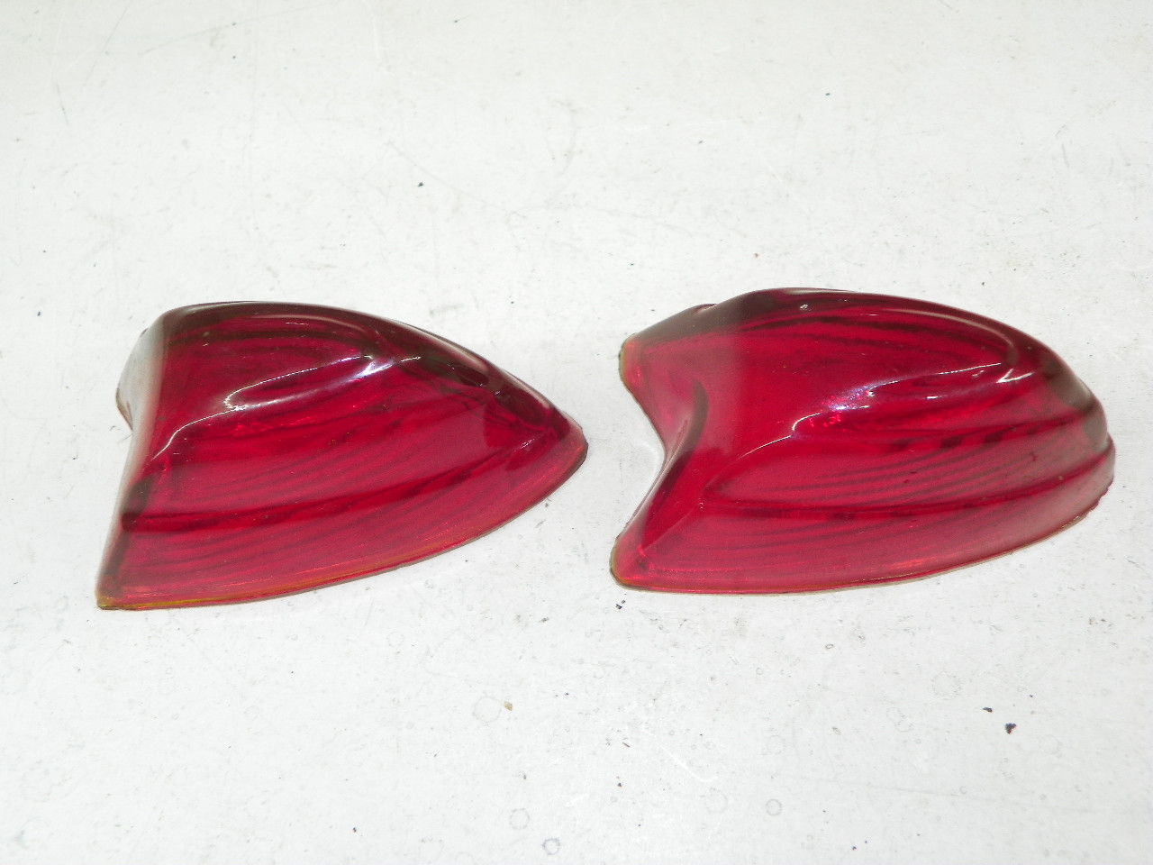 Pair of Vintage Arrow 39 Red Pointed Bullet Taillight and Marker Light Lenses NOS