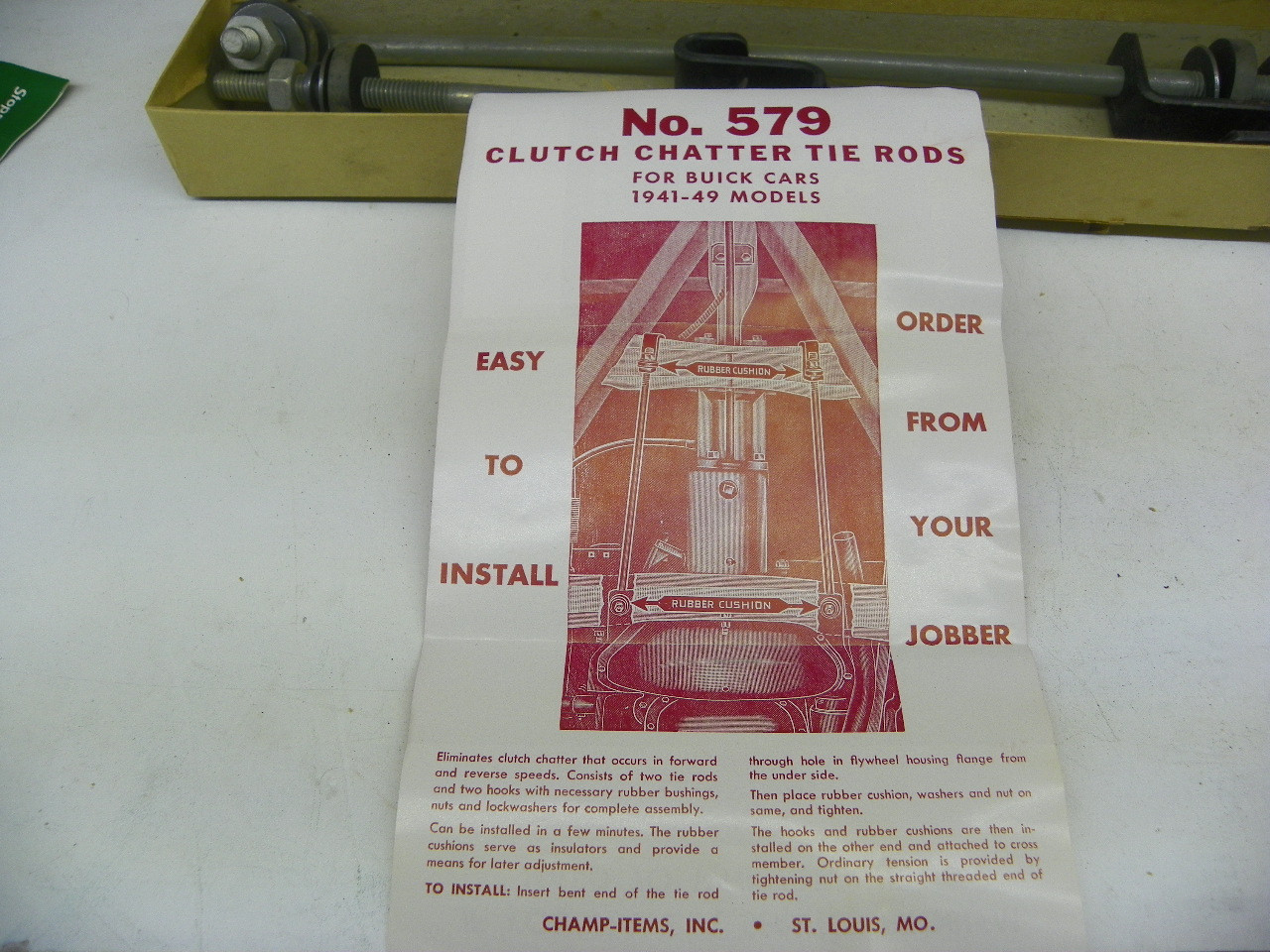 Vintage NOS Champ-Items No. 579 Clutch Chatter Tie Rod Kit for 1941-1949 Buick cars