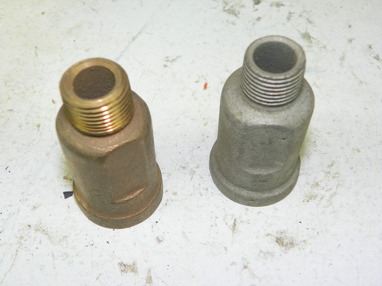 Pair of Vintage Everhot Everkool Pipe Enlarger Fittings 3/8 to 1/2 inch (Brass and Steel)